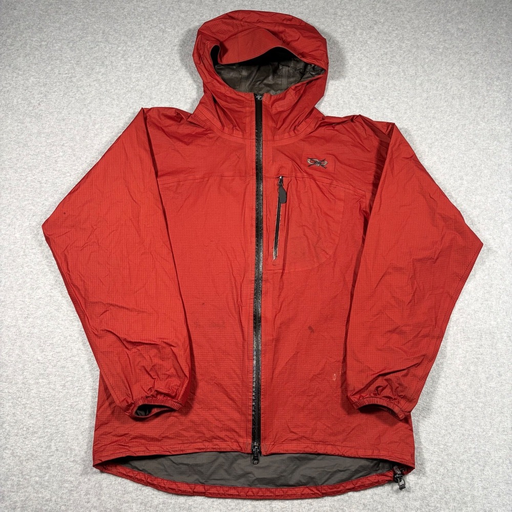 Outdoor Research Gore-Tex Paclite Rain Jacket Mens Medium Red Hooded Shell